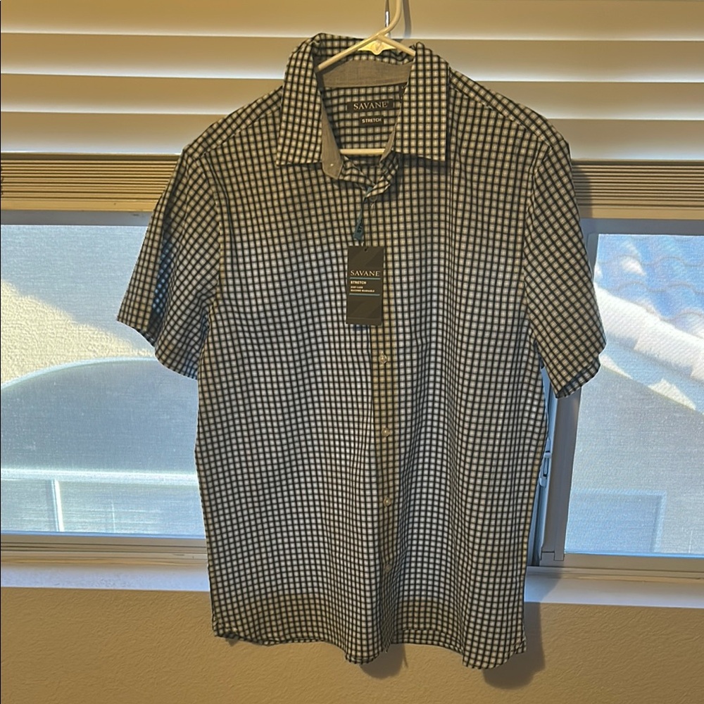 Savane Men's Black and White Checkered Shirt